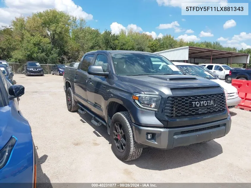 2020 Toyota Tundra Trd Pro VIN: 5TFDY5F11LX881343 Lot: 40231077