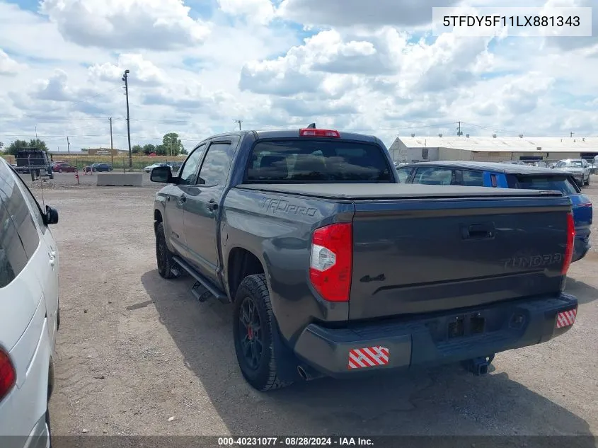 2020 Toyota Tundra Trd Pro VIN: 5TFDY5F11LX881343 Lot: 40231077