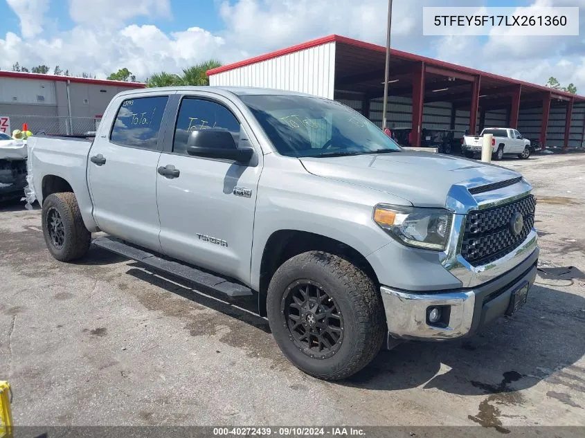 2020 Toyota Tundra Sr5 VIN: 5TFEY5F17LX261360 Lot: 40272439