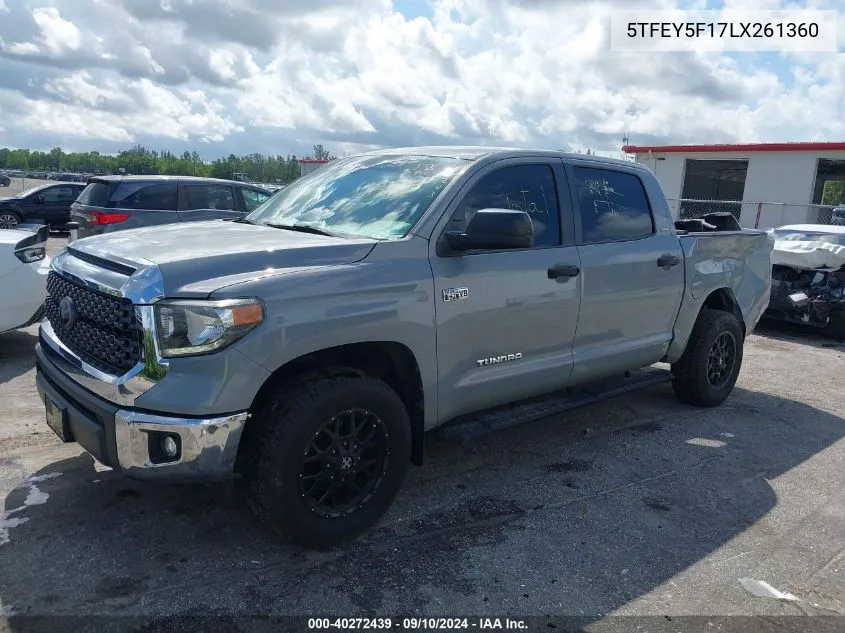 2020 Toyota Tundra Sr5 VIN: 5TFEY5F17LX261360 Lot: 40272439