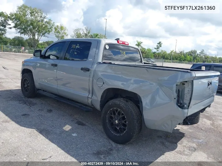 2020 Toyota Tundra Sr5 VIN: 5TFEY5F17LX261360 Lot: 40272439