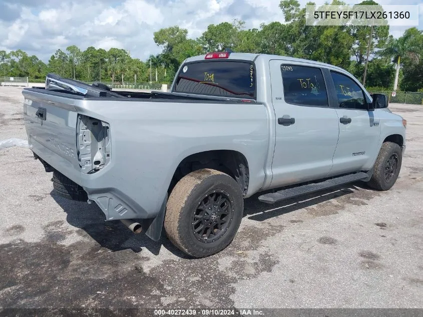 2020 Toyota Tundra Sr5 VIN: 5TFEY5F17LX261360 Lot: 40272439