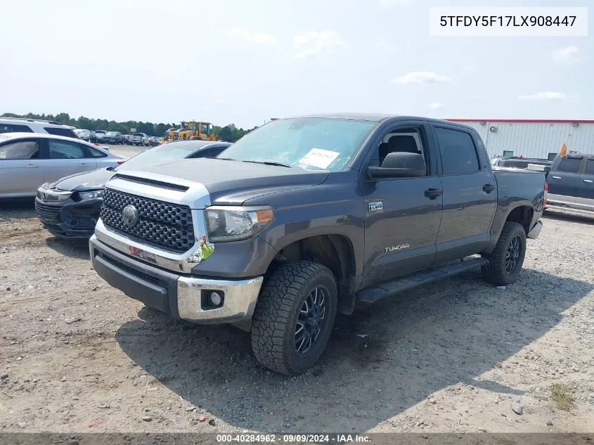 2020 Toyota Tundra Sr5 VIN: 5TFDY5F17LX908447 Lot: 40284962