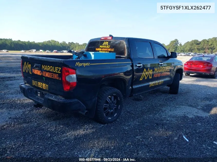 5TFGY5F1XLX262477 2020 Toyota Tundra 1794 Edition