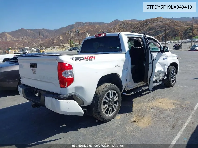 2020 Toyota Tundra Sr5 VIN: 5TFDY5F19LX949419 Lot: 40453285