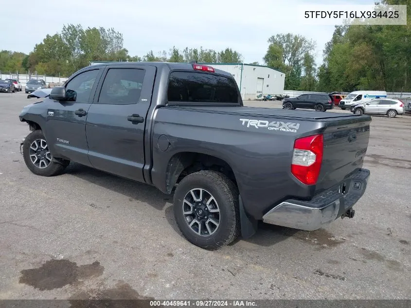 2020 Toyota Tundra Sr5 VIN: 5TFDY5F16LX934425 Lot: 40459641