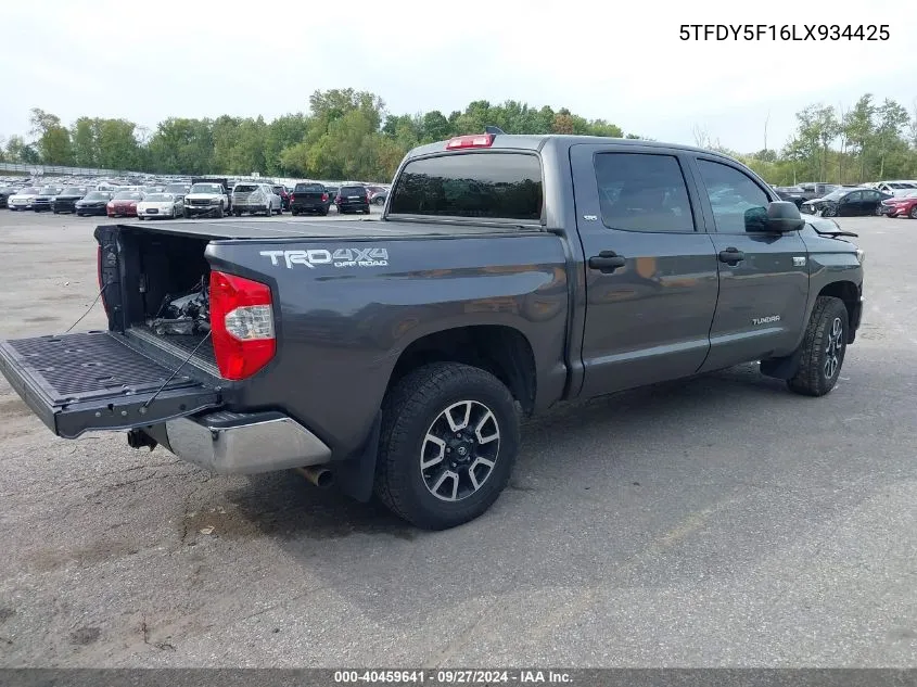 2020 Toyota Tundra Sr5 VIN: 5TFDY5F16LX934425 Lot: 40459641