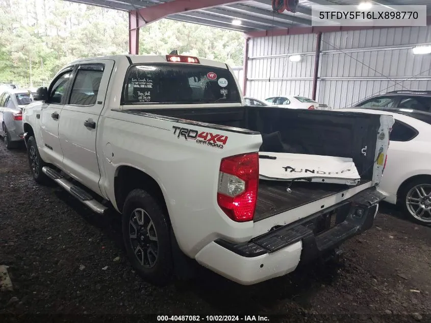 2020 Toyota Tundra Sr5 VIN: 5TFDY5F16LX898770 Lot: 40487082