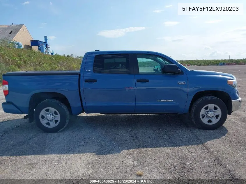 2020 Toyota Tundra Sr5 VIN: 5TFAY5F12LX920203 Lot: 40540625