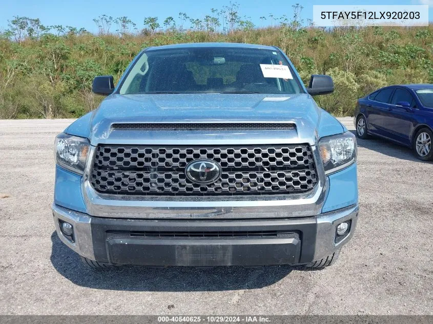 2020 Toyota Tundra Sr5 VIN: 5TFAY5F12LX920203 Lot: 40540625