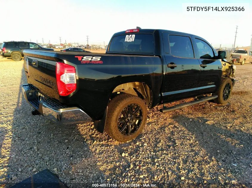 2020 Toyota Tundra Sr5 VIN: 5TFDY5F14LX925366 Lot: 40573154