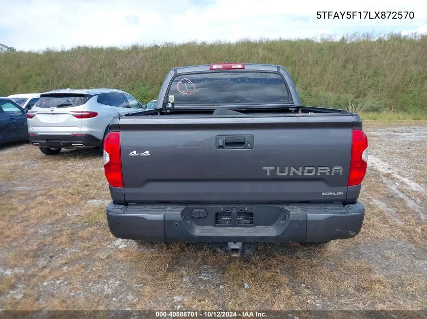 2020 Toyota Tundra Crewmax 1794/Crewmax Plat VIN: 5TFAY5F17LX872570 Lot: 40588701