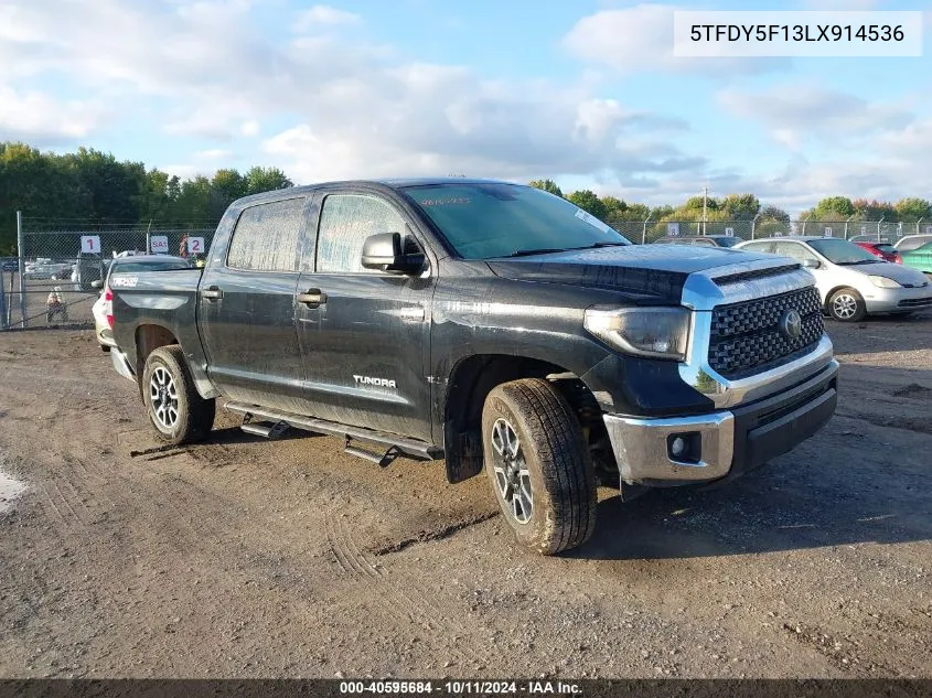 2020 Toyota Tundra Sr5 VIN: 5TFDY5F13LX914536 Lot: 40595684