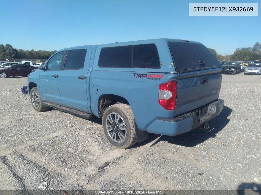 2020 Toyota Tundra Crewmax Sr5/Crewmax Trd Pro VIN: 5TFDY5F12LX932669 Lot: 40619854