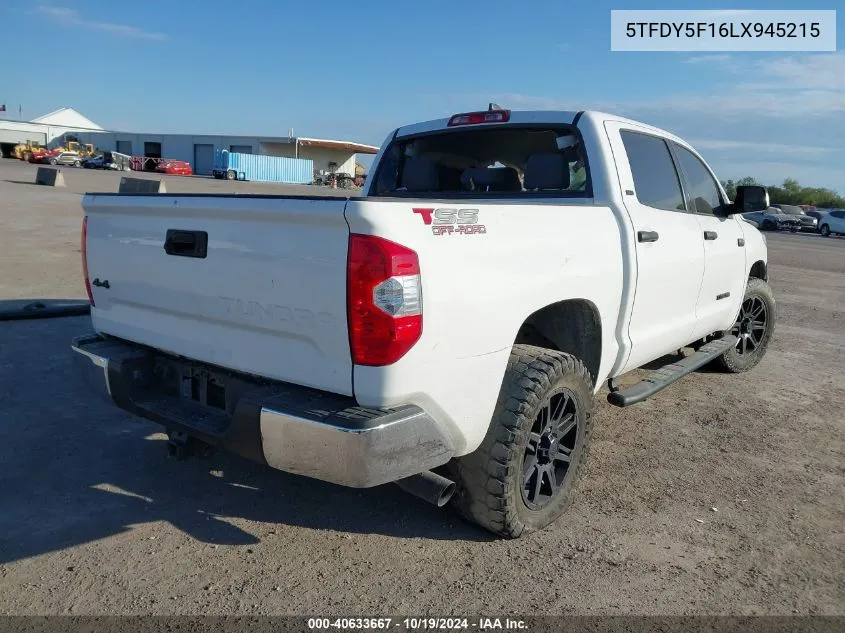 2020 Toyota Tundra Crewmax Sr5/Crewmax Trd Pro VIN: 5TFDY5F16LX945215 Lot: 40633667