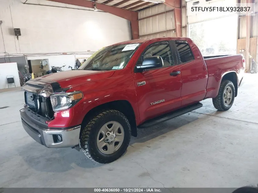 2020 Toyota Tundra Sr5 VIN: 5TFUY5F18LX932837 Lot: 40636050