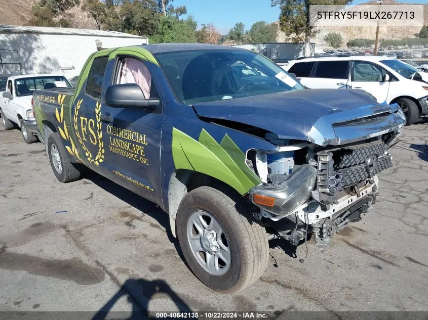 2020 Toyota Tundra Sr5 VIN: 5TFRY5F19LX267713 Lot: 40642135