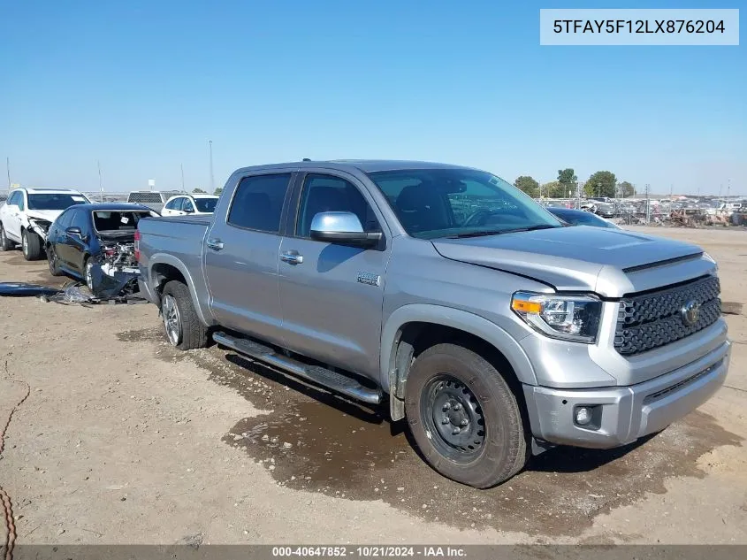 2020 Toyota Tundra Platinum VIN: 5TFAY5F12LX876204 Lot: 40647852