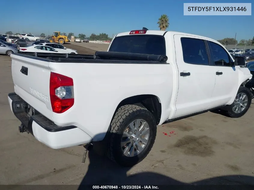 2020 Toyota Tundra Sr5 VIN: 5TFDY5F1XLX931446 Lot: 40670948