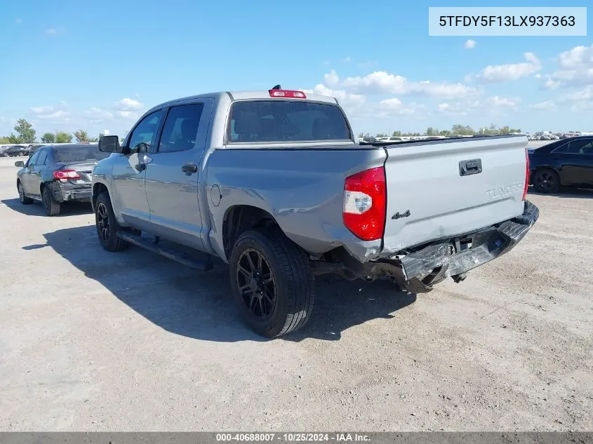 2020 Toyota Tundra Sr5 VIN: 5TFDY5F13LX937363 Lot: 40688007