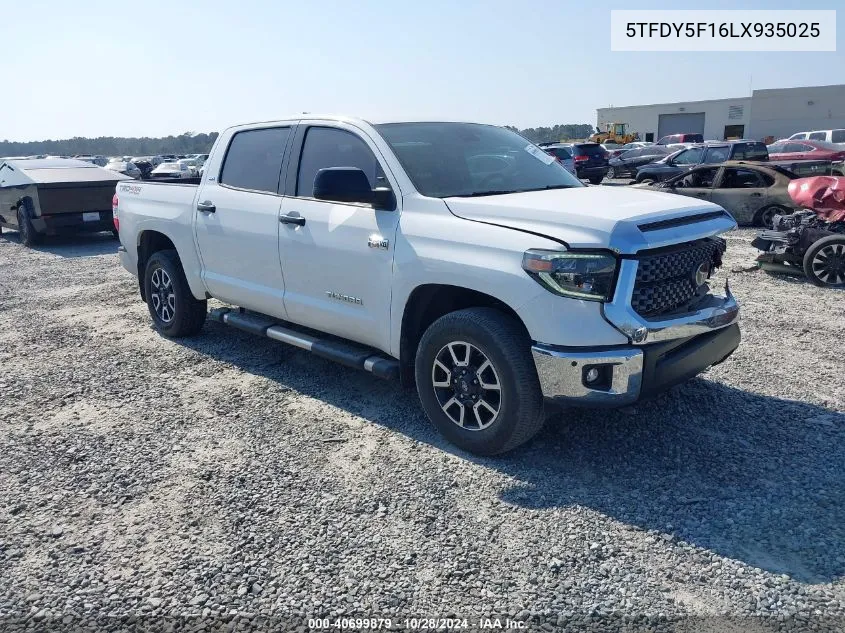 2020 Toyota Tundra Sr5 VIN: 5TFDY5F16LX935025 Lot: 40699879