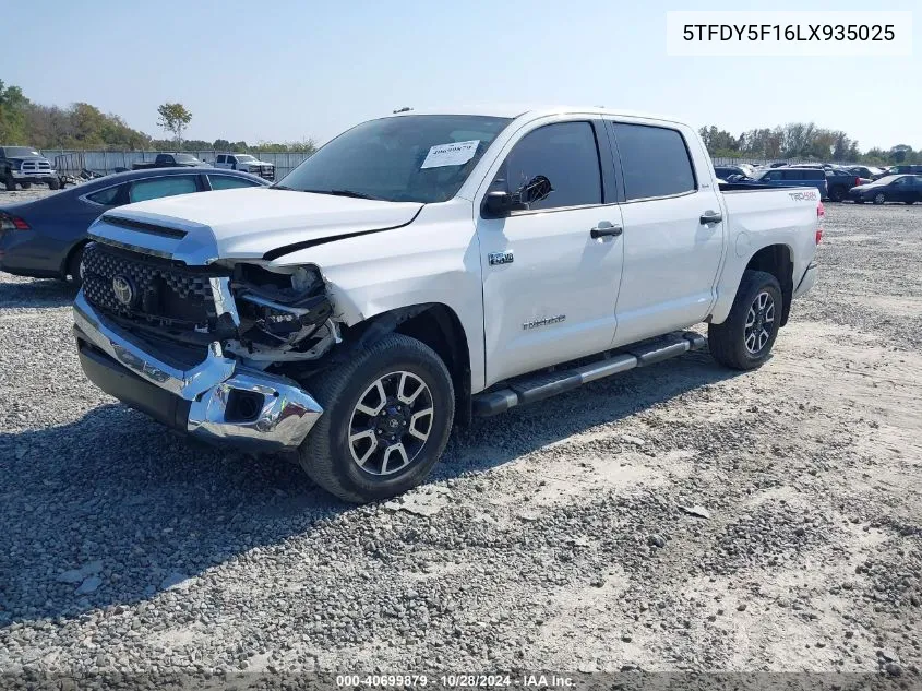 2020 Toyota Tundra Sr5 VIN: 5TFDY5F16LX935025 Lot: 40699879