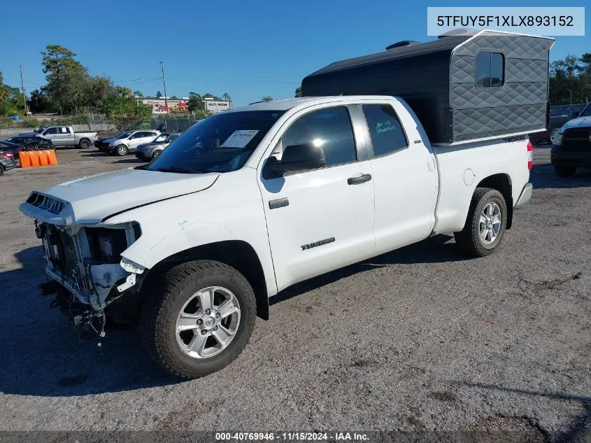 2020 Toyota Tundra Sr5 VIN: 5TFUY5F1XLX893152 Lot: 40769946