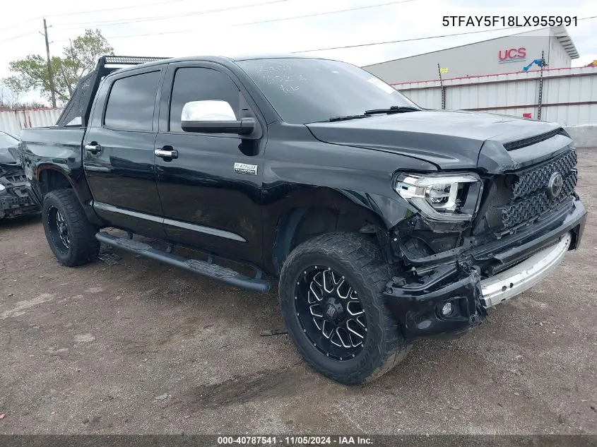 2020 Toyota Tundra Platinum VIN: 5TFAY5F18LX955991 Lot: 40787541