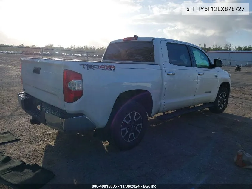 2020 Toyota Tundra Limited VIN: 5TFHY5F12LX878727 Lot: 40815605