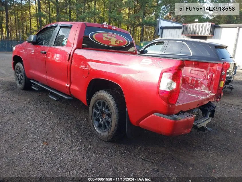 2020 Toyota Tundra Sr5 VIN: 5TFUY5F14LX918658 Lot: 40851558