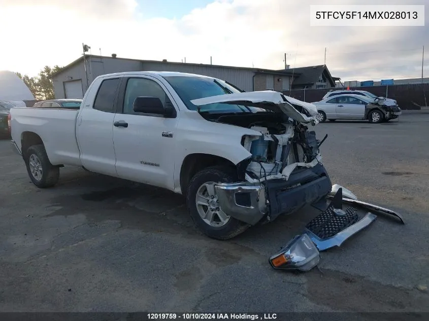 2021 Toyota Tundra Double Cab Sr/Sr5 VIN: 5TFCY5F14MX028013 Lot: 12019759