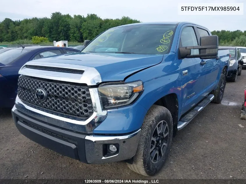 2021 Toyota Tundra Sr5 VIN: 5TFDY5F17MX985904 Lot: 12063509