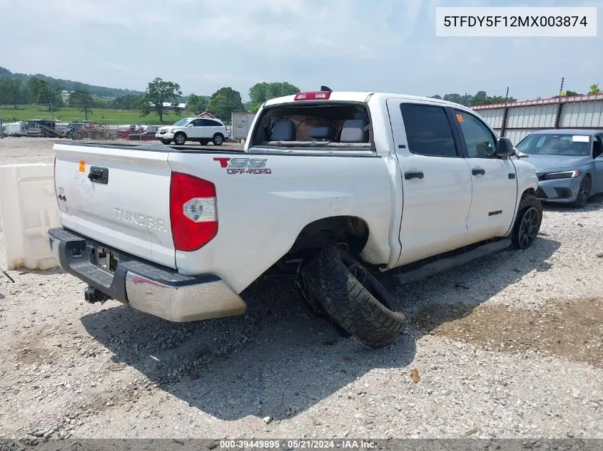 2021 Toyota Tundra Sr5 VIN: 5TFDY5F12MX003874 Lot: 39449895