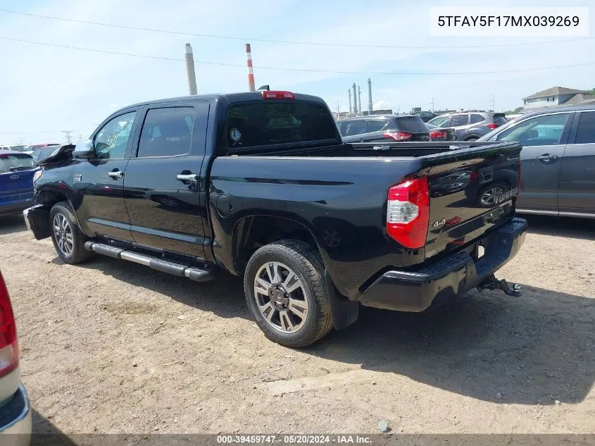 2021 Toyota Tundra 1794 Edition VIN: 5TFAY5F17MX039269 Lot: 39459747