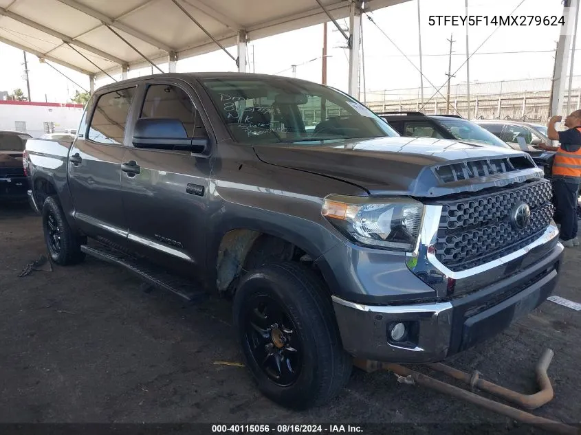 2021 Toyota Tundra Sr5 VIN: 5TFEY5F14MX279624 Lot: 40115056