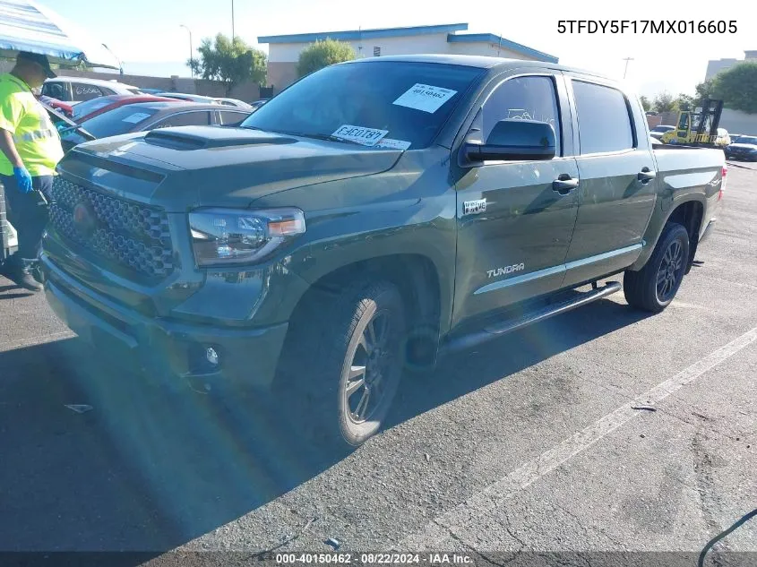 2021 Toyota Tundra Sr5 VIN: 5TFDY5F17MX016605 Lot: 40150462