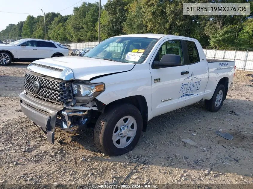 2021 Toyota Tundra Sr5 VIN: 5TFRY5F19MX276736 Lot: 40162773