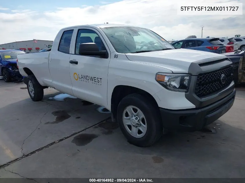 2021 Toyota Tundra Sr VIN: 5TFTY5F12MX011727 Lot: 40164952