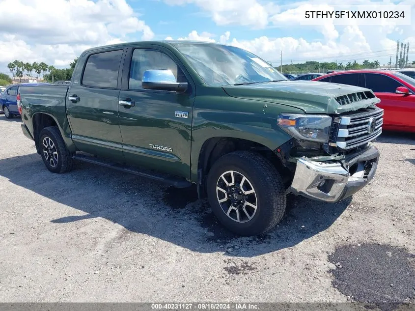 2021 Toyota Tundra Limited VIN: 5TFHY5F1XMX010234 Lot: 40231127