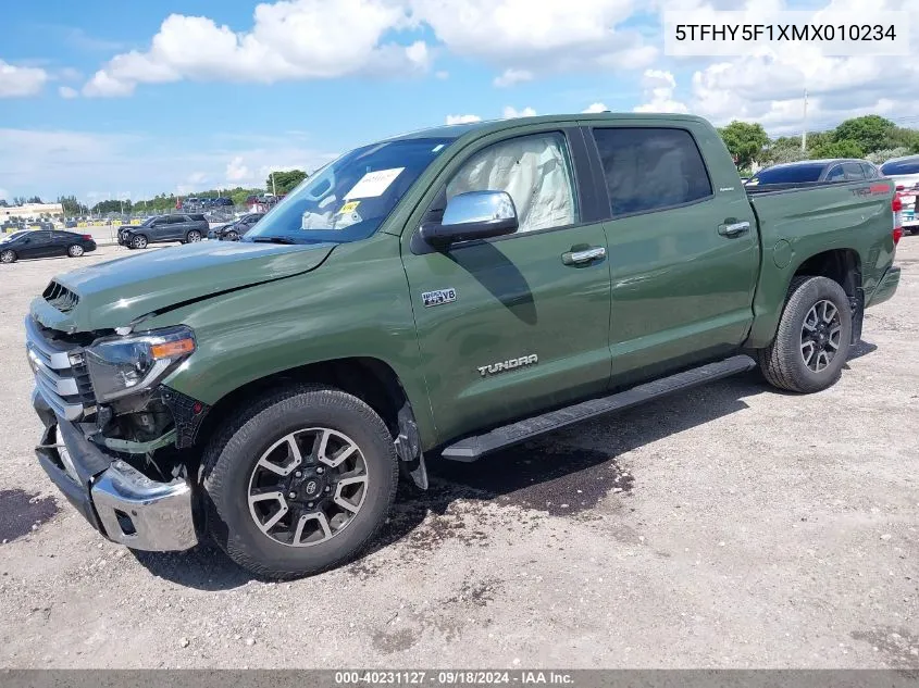 2021 Toyota Tundra Limited VIN: 5TFHY5F1XMX010234 Lot: 40231127