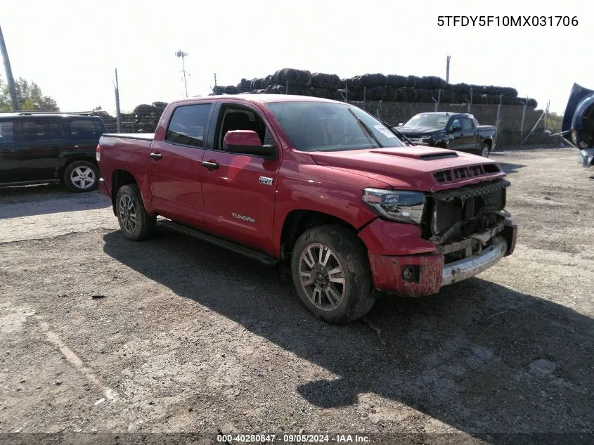 2021 Toyota Tundra Sr5 VIN: 5TFDY5F10MX031706 Lot: 40280847