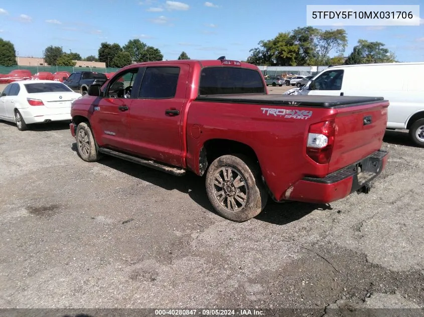 2021 Toyota Tundra Sr5 VIN: 5TFDY5F10MX031706 Lot: 40280847