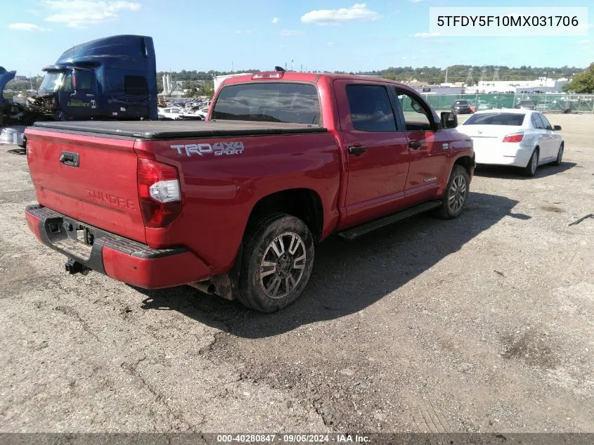 2021 Toyota Tundra Sr5 VIN: 5TFDY5F10MX031706 Lot: 40280847