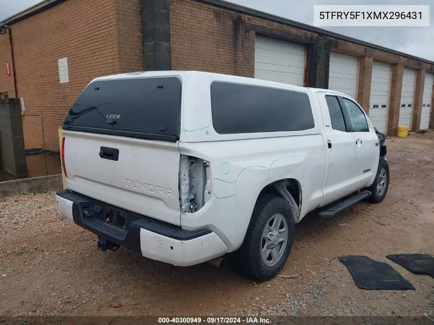 2021 Toyota Tundra Sr5 VIN: 5TFRY5F1XMX296431 Lot: 40300949