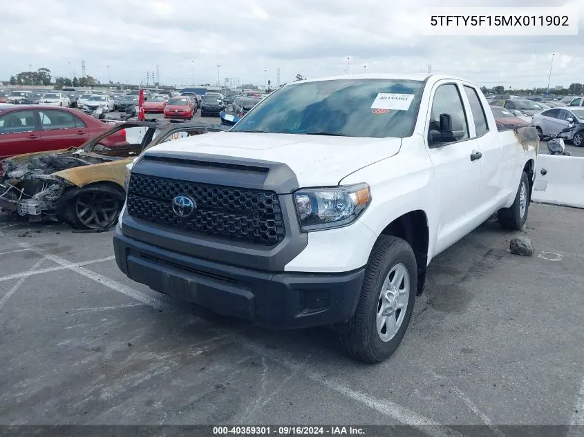 2021 Toyota Tundra Sr VIN: 5TFTY5F15MX011902 Lot: 40359301