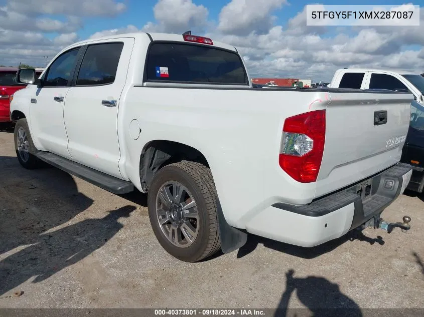 5TFGY5F1XMX287087 2021 Toyota Tundra Platinum