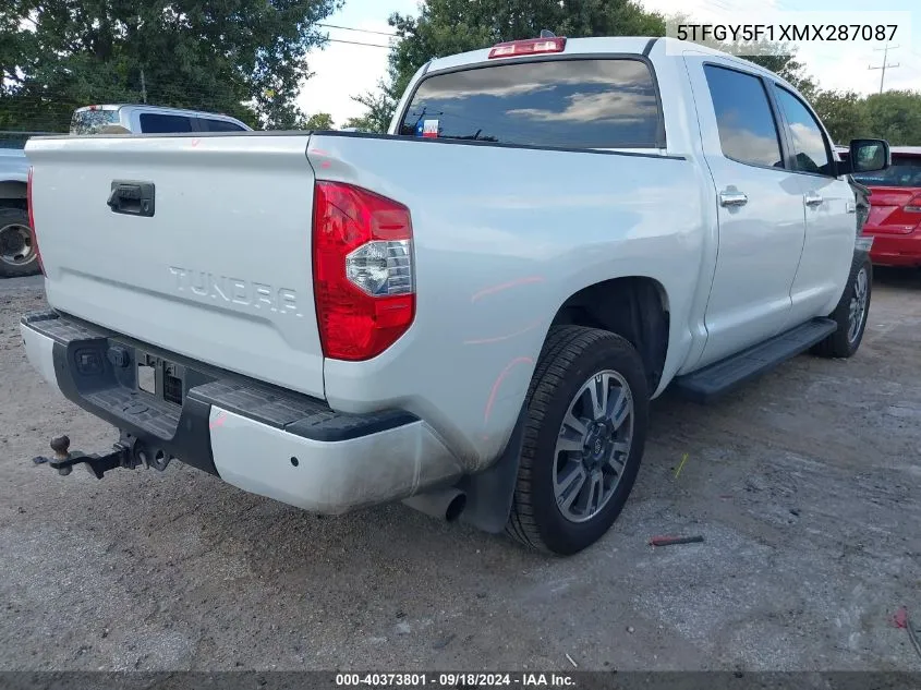 5TFGY5F1XMX287087 2021 Toyota Tundra Platinum