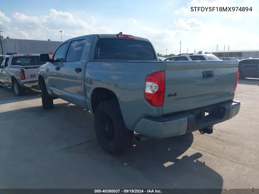 2021 Toyota Tundra Trd Pro VIN: 5TFDY5F18MX974894 Lot: 40380037