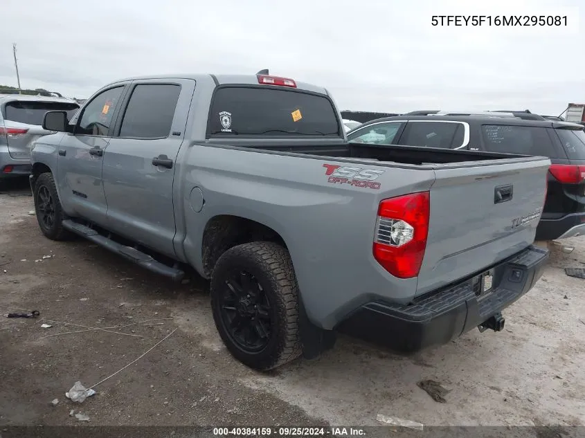 2021 Toyota Tundra Crewmax Sr5 VIN: 5TFEY5F16MX295081 Lot: 40384159