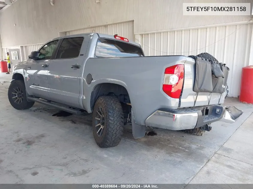 2021 Toyota Tundra Sr5 VIN: 5TFEY5F10MX281158 Lot: 40389684